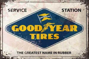 ブリキ看板 20×30cm GOODYEAR TIRES グッドイヤー アメリカンガレージ アンティーク 雑貨 ★TINサイン★