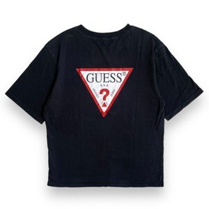 国内正規 GUESS ゲス 半袖 バック プリント ロゴ Tシャツ S/S コットン トップス カットソー 古着 M ブラック 黒