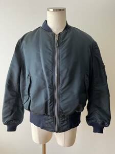 旧タグ 80s USA製 MA-1 navy IDEAL ジッパーフライトジャケット ALPHA INDUSTRIES アメリカ製 XL アルファ インダストリーズ MA 1 MADE IN