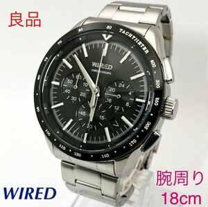 良品☆電池新品☆送料込☆セイコー SEIKO ワイアード WIRED クロノグラフ スモセコ メンズ腕時計 ブラック VK63-K006 AGAW401