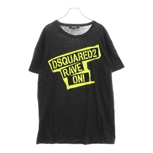 DSQUARED2 ディースクエアード RAVE ON フロントプリント 半袖Tシャツ カットソー ブラック