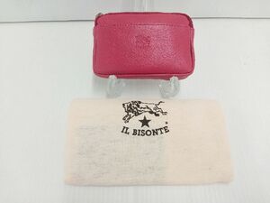 下松)【美品】IL BISONTE イルビゾンテ コインケース ファスナー コインパース　ピンク系 ◆N2301069 KA25B