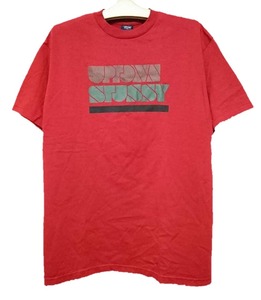 超激レア希少！新品タグ付き！STUSSY/オールドステューシー/紺タグ/グラフィックロゴ半袖Tシャツ L レッド ヴィンテージ/デッドストック