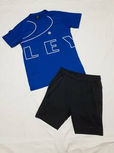 OAKLEY オークリー Tシャツ 457721 ブルー ハーフパンツ FOA402204 ブラック 上下　2点セット size S 美品