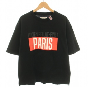 ミハラヤスヒロ MIHARA YASUHIRO メゾン Maison PARIS lucien pellat-finet Tシャツ クルーネック 半袖 ロゴプリント 44 S 黒 メンズ