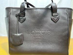 ◯LOEWE ロエベ ヘリテージ メンズ トートバッグ ビジネスバッグ ブリーフケース 肩掛け オールレザー ダークブラウン 管240610 DARRR