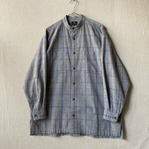 80s im ISSEY MIYAKE バンドカラー シャツ / 実寸L コットン チェック ブルー ボックス ビンテージ 90s T4-01029-1840 sale