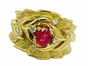 ルビー ダイヤモンドリング K18 11.6g 12.5号　Jewelry Ruby0.68ct Dia0.13ct Ring