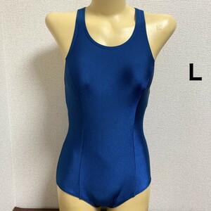 D039ストレッチ♪1円スタート！ブルーネイビーのプリンセスライン入り女子スク水♪アンダーやコレクションや撮影会にも♪サイズL