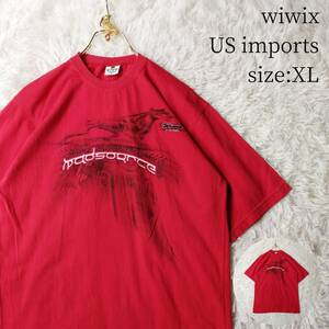 【一点物・US古着アメリカ輸入】半袖Tシャツ wiwix XLサイズ レッド 赤 オーバーサイズ ビッグサイズ ビッグシルエット ゆるダボ