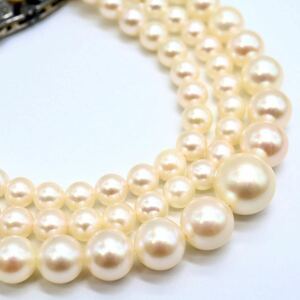 良品!!テリ良し!!MIKIMOTO(ミキモト)《アコヤ本真珠ロングネックレス》N 約14.7g 約46.0cm 約3.5-7.5mm珠 pearl necklace jewelry DC0/EA5