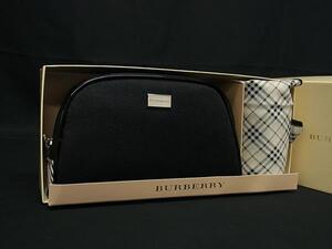 ■新品■未使用■ BURBERRY バーバリー ノバチェック ポリエステル シルク100% 化粧ポーチ ハンカチーフ ブラック系 FF1033