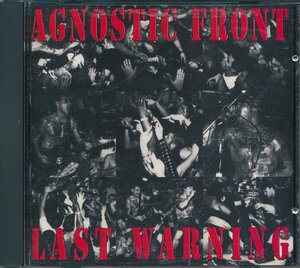 洋楽輸入盤┃アグノスティック・フロント│Agnostic Front┃ラスト・ワーニング┃Relativity88561-1170-2│1993年┃管理7358