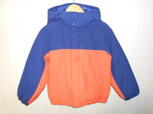 b387◆UNIQLO KIDS ウォームパデットパーカ◆ユニクロ 111-422458 オレンジ size130 男の子 ポリエステル 中綿 着脱式フード 防寒着 6K