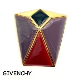 GIVENCHY｜ジバンシィ ブローチ【アクティ】大ぶり ゴールドカラー マルチカラー タイル ヴィンテージ ジバンシー アクセサリー ac1112