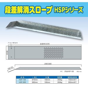 送料無料！ 段差解消スロープ HSP-100 (長さ670mm 幅180mm 耐荷重350kg 適用段差目安 150mm) 介護 車いす 介助 福祉用具 段差解消