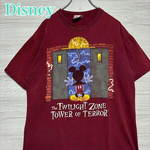 【入手困難】Disney ディズニー　タワーオブテラー　Tシャツ　Lサイズ　ヴィンテージ　アトラクション　ミッキー　海外輸入　一点物