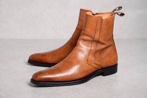 【size7】サントーニ SANTONI サイドジップ ブーツ アーモンドトゥ ライトブラウン オレンジ 6532 15 【2411041】