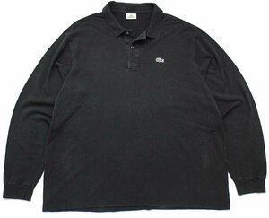 ★00s LACOSTEラコステ ワンポイント コットン 鹿の子 長袖ポロシャツ 黒 8★107 特大 フレンチ ユーロ オールド ブラック オーバーサイズ