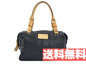 $ 新品 $ ■ kate spade ■ ケイトスペード ■ ヌメ革 ＆ 本革 レザー素材・ボストン ハンドバッグ■ 黒 ブラック■ 保存袋 付き■送料無料