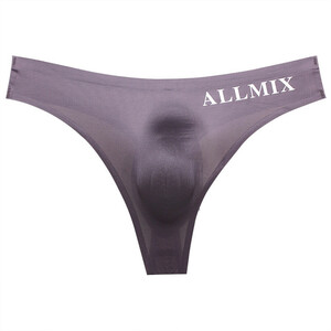 Tバック ビキニブリーフ 下着 メンズ ALLMIX シームレス セクシー ストレッチ 通気性よい 立体感 XL ダークグレー