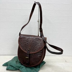 和505★ イングランド製 Mulberry Company マルベリーカンパニー レザーバッグ ショルダーバッグ 斜めがけ 型押し ブラウン レディース