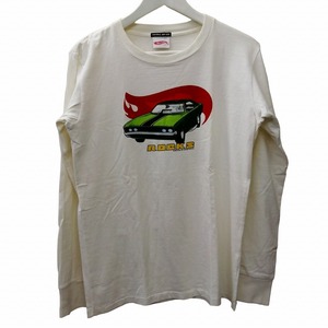 オゾンロックス OZONE ROCKS ×HOT WHEELS 2002 Tシャツ フレイムパターン ロンT ロングTシャツ 長袖 カットソー 白 ホワイト M メンズ