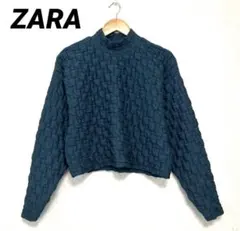 【ZARA】ダークグリーン 立ち襟 トップス S 長袖