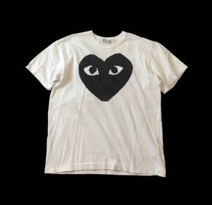 PLAY COMME des GARCONS プレイ コムデギャルソン AD2007 ハート 半袖 Tシャツ カットソー 白 ホワイト M 送料250円 (ma)