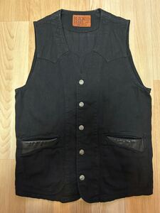 【RUDE GALLERY BLACK REBEL ルードギャラリー】デニムベスト DENIM VEST ブラック 黒 Sサイズ ホースハイド 馬革 スナップボタン