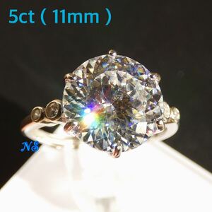 モアサナイト　リング　指輪　5カラット　ct　11mm　ロシアンカット　ポルトガルカット　百面　百花　フリーサイズ　ダイヤモンド　sv925