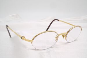 1円〜 カルティエ 老眼鏡 メガネ 眼鏡 48□20 ラインストーン メタルフレーム 金 ゴールド Cartier 0892k