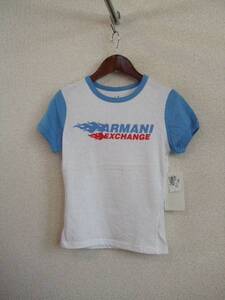 AXARMANIEXCHANGE白×水色プリントTシャツ12615②