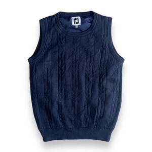 国内正規品★ FJ FOOTJOY フットジョイ レディース ノースリーブ ニット ベスト S 裏地付 防寒 ネイビー VEST GOLF ゴルフ ウェア セーター