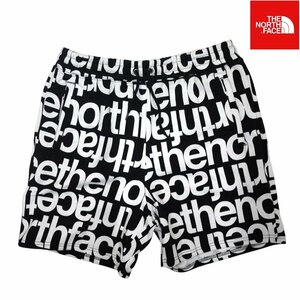 海外限定 新品 ノースフェイス 全面ロゴ スウェット ショートパンツ(XL)ブラックxホワイト THE NORTH FACE USモデル日本未発売 /ba116