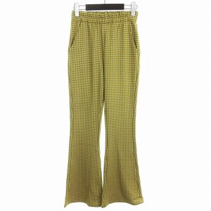 未使用品 エックスガール タグ付き GINGHAM EASY PANTS パンツ ブーツカット フレア チェック 105222031013 黄 イエロー S