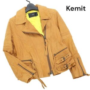 【新品 未使用】 Kemit ケミット 山羊革♪ ゴート スエード レザー ライダース ジャケット Sz.38　レディース 定価7.6万　K3T01106_B#N