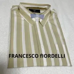 FRANCESCO FIORDELLIベージュストライプドレスシャツ 美品 古着