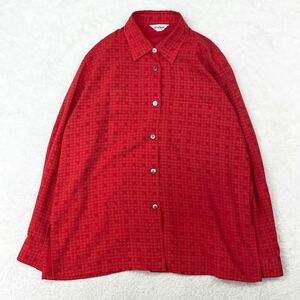 RESPIGHI レスピーギ 長袖シャツ 総柄シャツ レトロシャツ ポリシャツ ポリエステル100% トップス ヴィンテージ 日本製 レディース XL相当