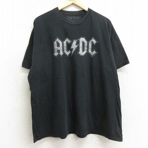 XL/古着 半袖 ロック バンド Tシャツ メンズ AC/DC 大きいサイズ コットン クルーネック 黒 ブラック 24may23 中古