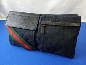 ◎GUCCI グッチ ウエストバッグ オールドグッチ 28566 00103 200047 GG柄 GGキャンバス レザー ウエストポーチ ボディバッグ