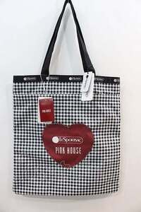 PINK HOUSE / LARGE EMERALD TOTE PH Gingham Check Rabbits 黒 I-24-12-07-108-LO-BG-HD-ZI