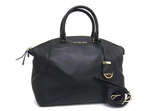 1円 ■美品■ MICHAEL KORS マイケルコース レザー 2WAY クロスボディ トート ハンドバッグ ショルダー 斜め掛けかばん ブラック系 FJ3170