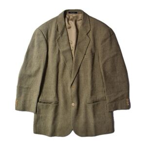 90s【最上級ライン】EMPORIO ARMANI tailored Jacket camel XL 伊製 キャメル オーバーサイズ 二つボタン ツイル テーラードジャケ 総裏