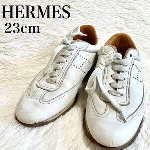 希少 HERMES エルメス Hロゴ パンチング ローカット スニーカー 靴