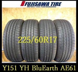 【Y151】KA8011194 送料無料◆2024年製造 約8.5部山◆YOKOHAMA BluEarth XT AE61◆225/60R17◆4本