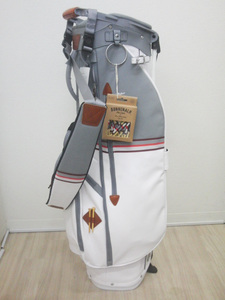 新品未使用！日本未発売モデル！Sun Mountain Mid-Stripe Single Strap Stand Bag (White/Cadet/Brick)　