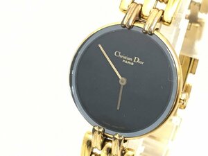 クリスチャンディオール Dior バギラ 46-154-3 クォーツ 腕時計 黒文字盤 稼働品 電池交換済み 中古【UW060030】