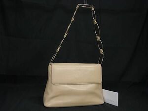 1円 ■美品■ GUCCI グッチ 001 3444 4804 レザー ワンショルダーバッグ 肩掛けかばん レディース ベージュ系 BK2388