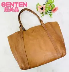 【美品】ゲンテン（genten）トートバッグ　工具ロゴ　A4収納　男女兼用　革